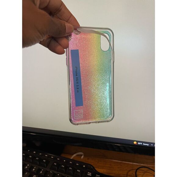 iPhone XS/X Sparkle Neon Rainbow Cellphone Case - Picture 1 of 7